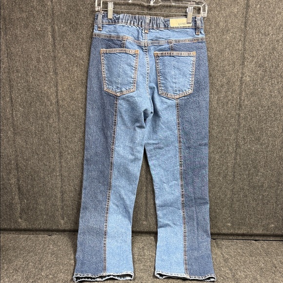 LoveGEN Women's Two-Tone Straight Leg Jeans - Picture 3 of 9